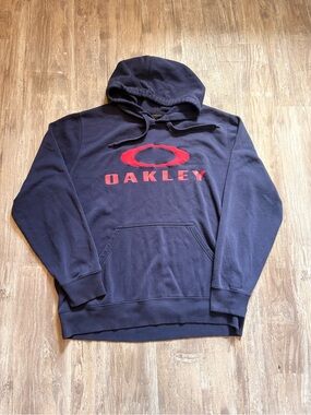 Oakley Navy Hoodie with Red Logo